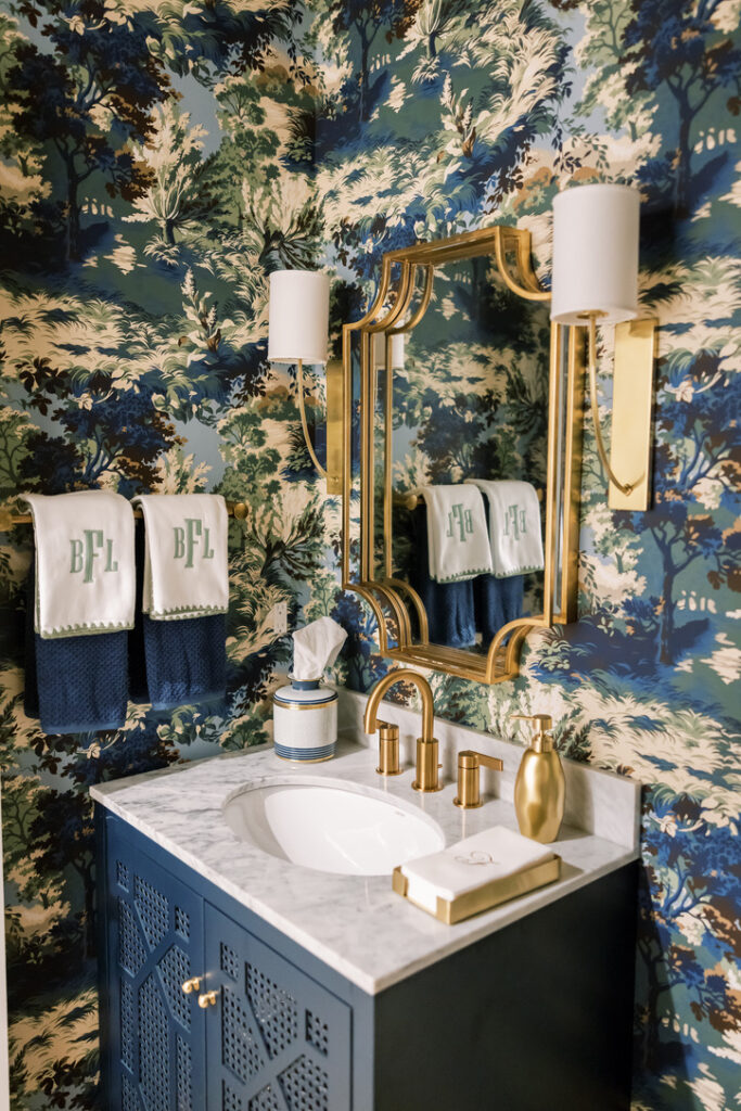 Navy Power Room with Thibault Wallpaper.